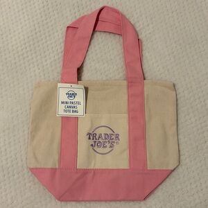 Trader Joe’s Mini Pastel Pink Canvas Tote Bag